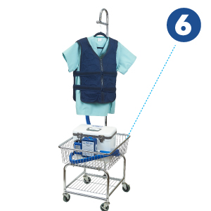 A circulatory fitted and adjustable vest are shown by themselves against a white background the number one is at the top left of the picture
