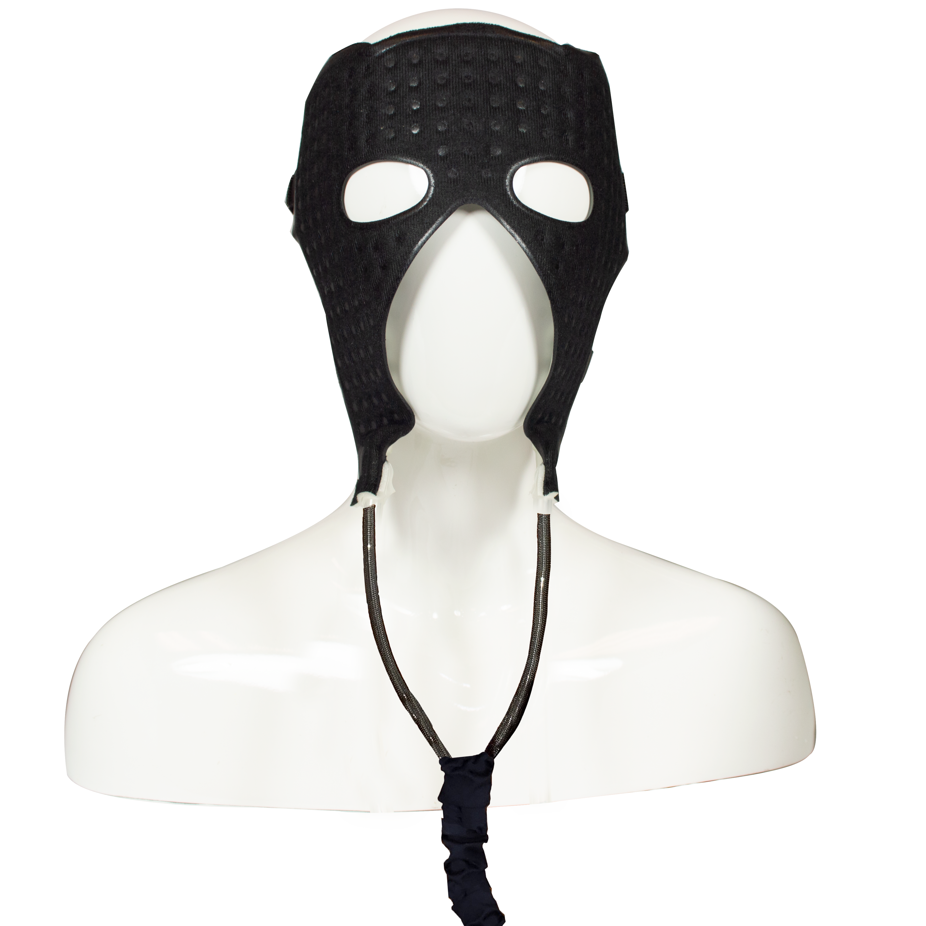 The cold circulating water therapy face mask on a mannequin