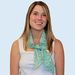 Woman wearing a turquoise fashion scarf