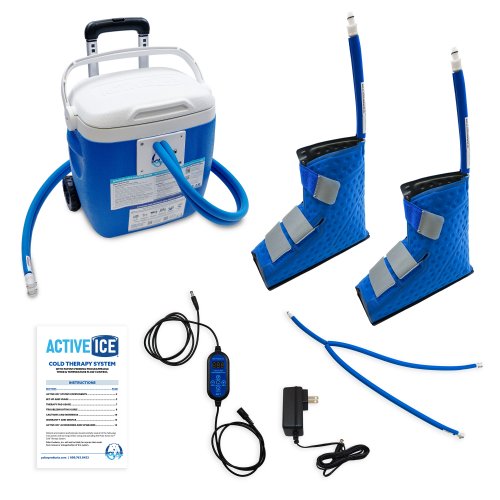 Active Ice cold water cyrotherapy machine is show with its contents 