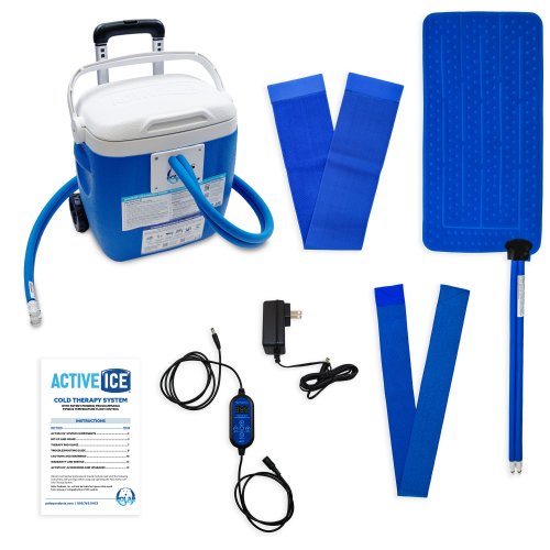 Active Ice cold water cyrotherapy machine is show with its contents
