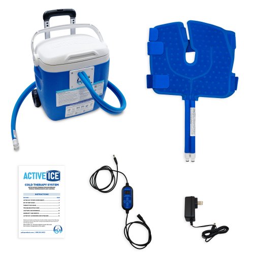 Active Ice cold water cyrotherapy machine is show with its contents 