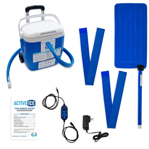 Active Ice cold water cyrotherapy machine is show with its contents 