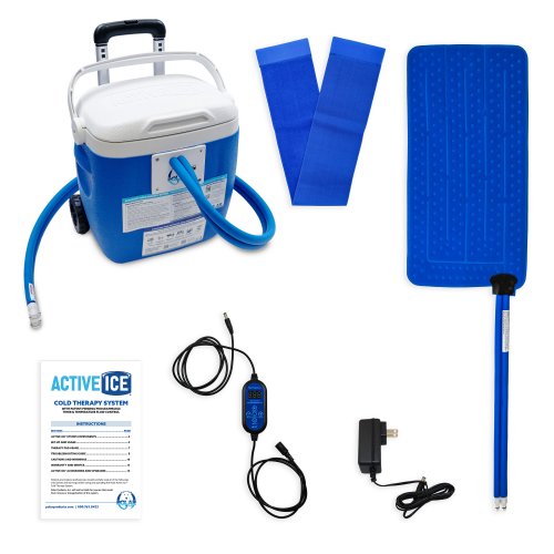 Active Ice cold water cyrotherapy machine is show with its contents