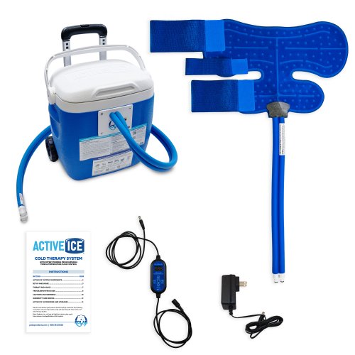 Active Ice cold water cyrotherapy machine is show with its contents 