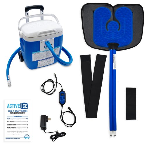 Active Ice cold water cyrotherapy machine is show with its contents 