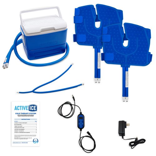 Active Ice cold water cyrotherapy machine is show with its contents 