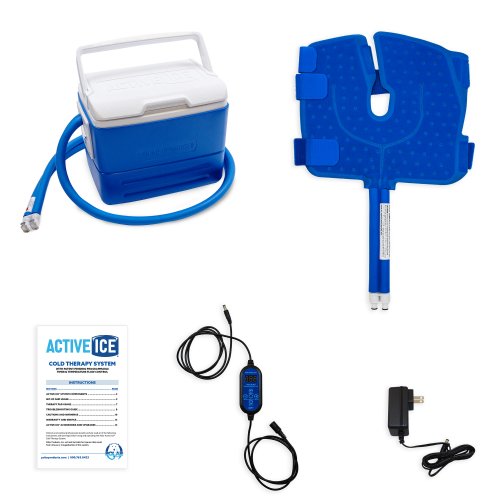 Active Ice cold water cyrotherapy machine is show with its contents 