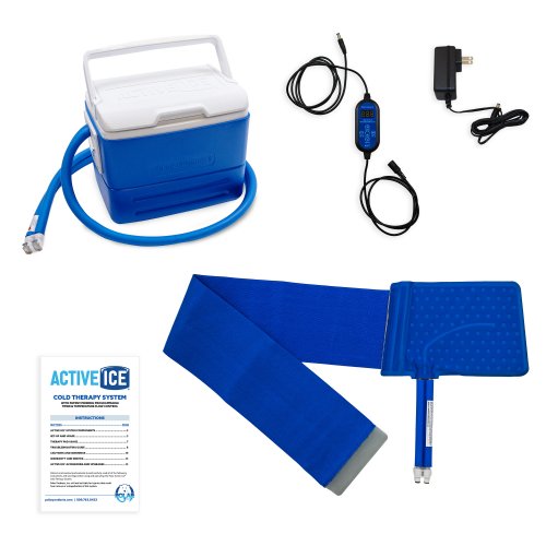 Active Ice cold water cyrotherapy machine is show with its contents 
