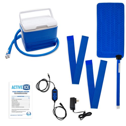 Active Ice cold water cyrotherapy machine is show with its contents 
