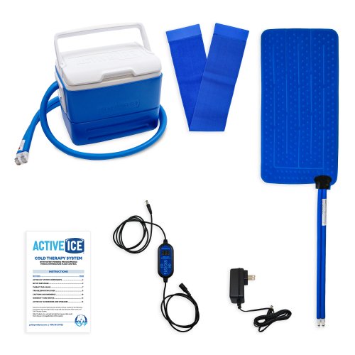 Active Ice cold water cyrotherapy machine is show with its contents 