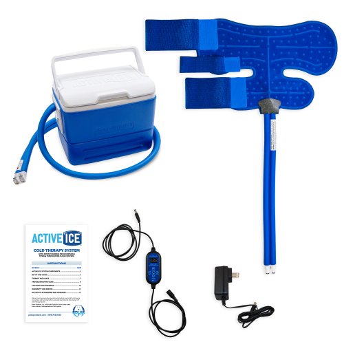 Active Ice cold water cyrotherapy machine is show with its contents 