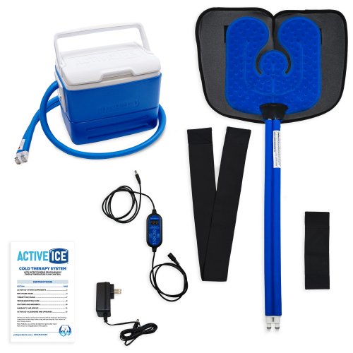 Active Ice cold water cyrotherapy machine is show with its contents 