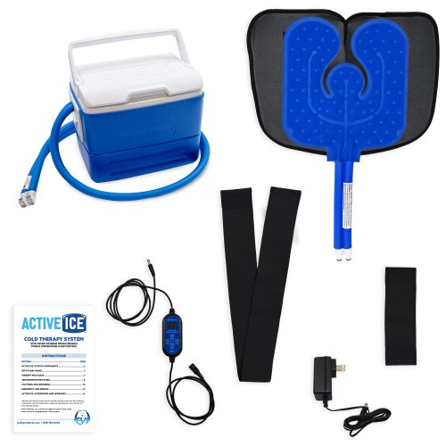 Active Ice cold water cyrotherapy machine is show with its contents 