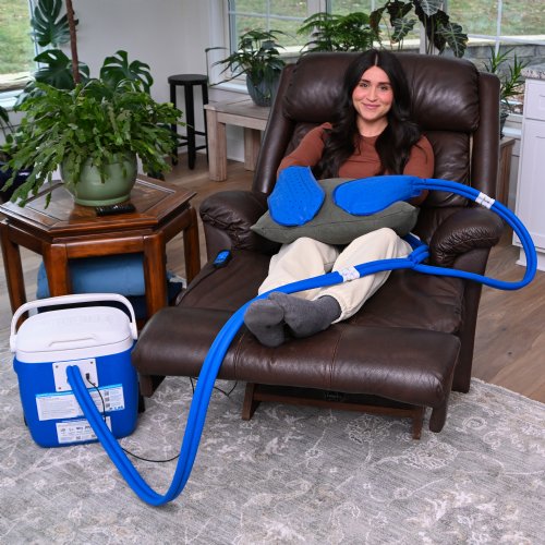 Active Ice cold water cyrotherapy machine is shown with its contents 