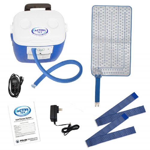 Active Ice cold water cyrotherapy machine is show with its contents 