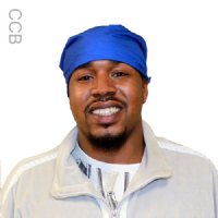 Man wearing a blue cool comfort evaporative cooling bandana