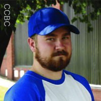 Man wearing a blue ball cap with a cool comfort evaporative cooling insert