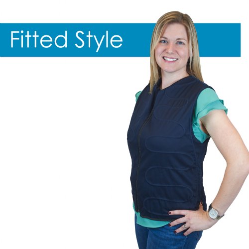 Woman wearing a fitted style circulatory vest 