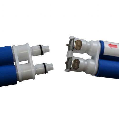 A set of male and female Quick Disconnect dual couplings are shown