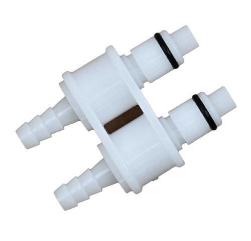 A dual male white quick dry coupling enlarged for detail