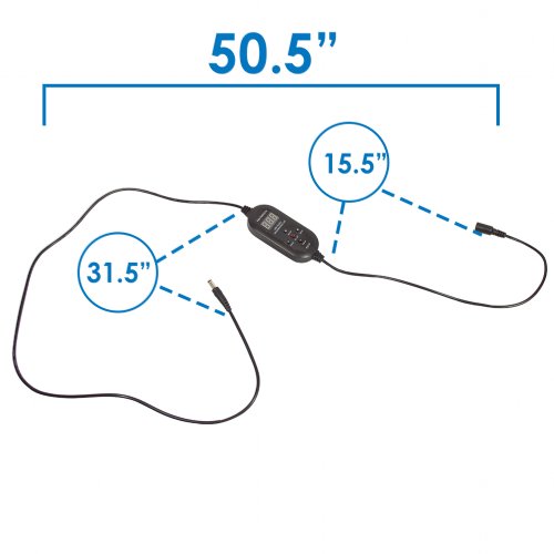 Time is 50 and a half inches reservoir side is thirty one and a half and power supply side is fifteen and a half