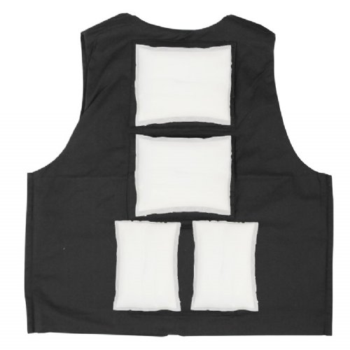 The cooling pack placement is shown on the back of the vest two up the spine and two next to each other on the midback