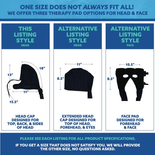 A young woman is standing upright wearing an Active Ice3.0 Cold Water Therapy Head Cap System the Head Cap is connected to the tubing of a 15 quart reservoir the reservoir's handle is fully extended 