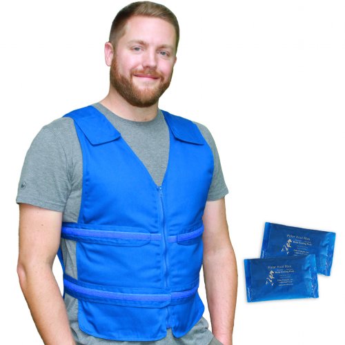 CoolOR® Adjustable Zipper Cooling Vest with (5-12) Small Kool Max® Packs