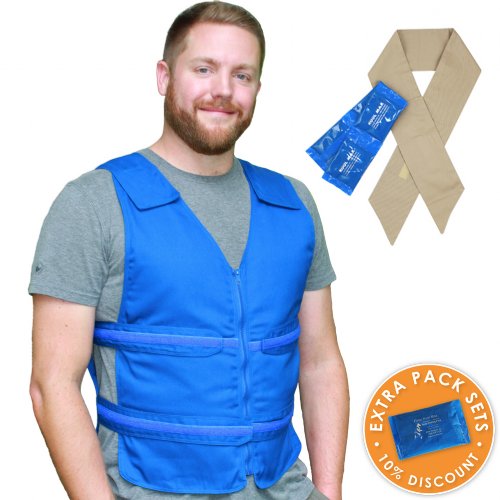 Kool Max® Deluxe Zipper Vest Kit with Vest, Neck Wrap, Extra Packs