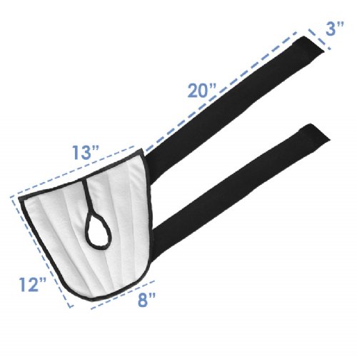 A moist heat pain knee and joint therapy wrap showing its dimensions