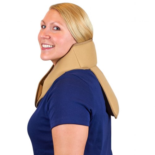 hot and cold therapy neck and back compression ice pack worn by woman 