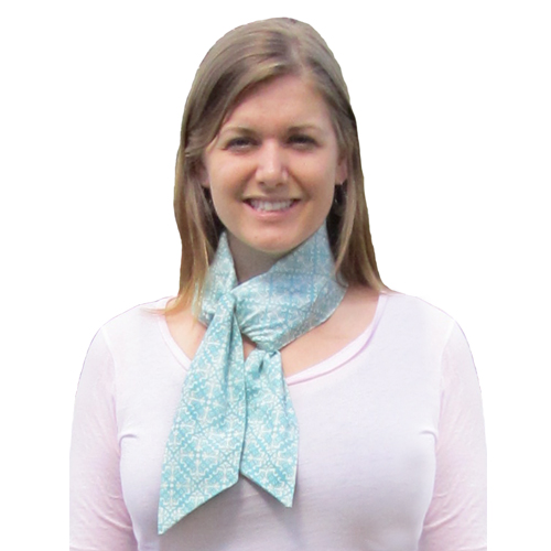 Woman wearing turquoise fashion scarf