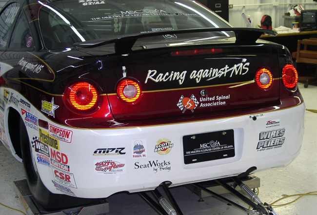 Drag racing car with Polar Products logo on the back