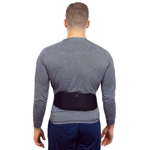 instant gel sports flexible hot and cold ice lumbar wrap worn on atheletic man